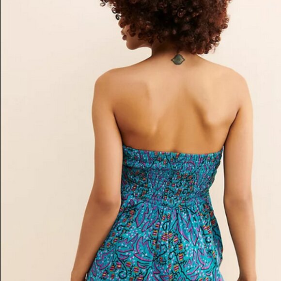 Anthropologie The Nixie Floral Romper Printed Smocked Tie Tube Plus Size 3X - Picture 4 of 9